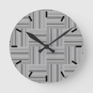 Reloj Redondo Mediano Patrón de tejido de rayas grises
