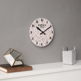 Reloj Redondo Mediano Patrón de Terrazzo Personalizado Suave Neutro Fami
