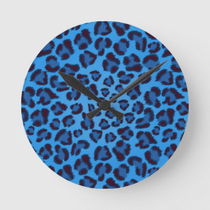 Reloj Redondo Mediano patrón de textura de leopardo azul