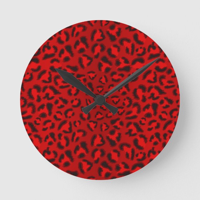 Reloj Redondo Mediano Patrón de textura de leopardo rosa. (Anverso)