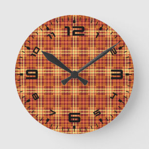 Reloj Redondo Mediano Patrón de textura de tela de plástico de otoño-526