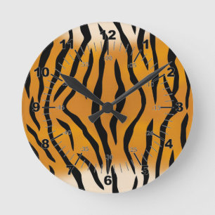 Reloj Redondo Mediano Patrón de tigre rayado