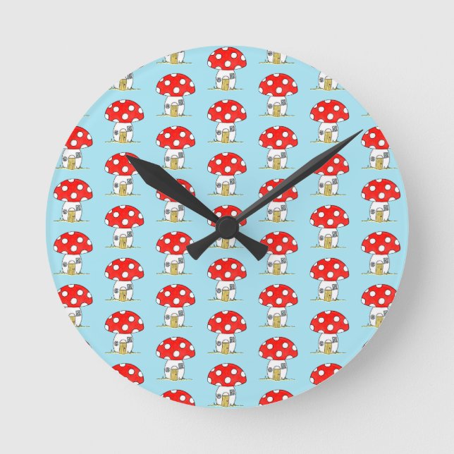 Reloj Redondo Mediano Patrón de toadstool (Anverso)