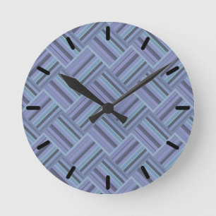 Reloj Redondo Mediano Patrón de trama de rayas diagonales azul-gris