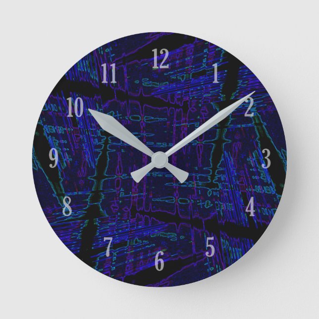 Reloj Redondo Mediano Patrón de trazo azul oscuro (Anverso)