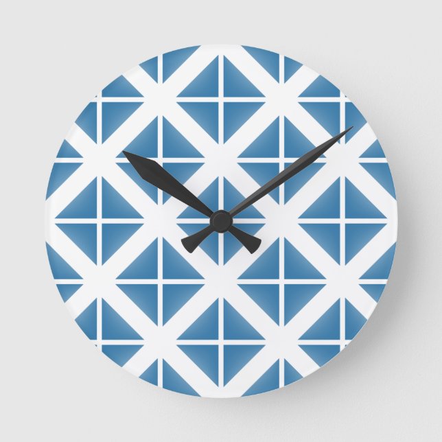Reloj Redondo Mediano Patrón de triángulo de moda azul (Anverso)