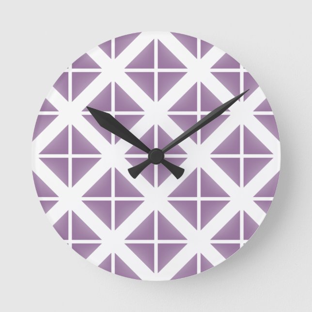 Reloj Redondo Mediano Patrón de triángulo de moda púrpura (Anverso)