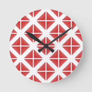 Reloj Redondo Mediano Patrón de triángulo rojo de moda