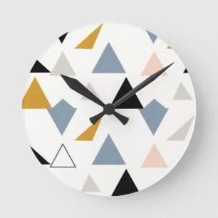 Reloj Redondo Mediano Patrón de triángulos geométricos modernos