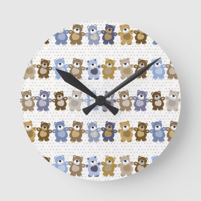 Reloj Redondo Mediano patrón de un oso de peluche (Anverso)