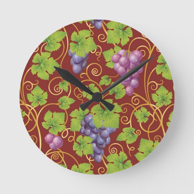 Reloj Redondo Mediano Patrón de uva (Anverso)