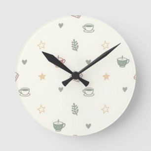 Reloj Redondo Mediano Patrón de Vela de Libros de Té Acogedores
