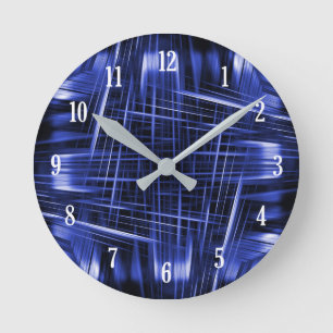 Reloj Redondo Mediano Patrón de vigas de luz azul