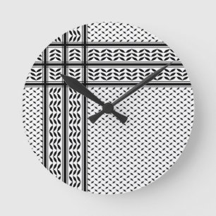 Reloj Redondo Mediano Patrón del keffiyeh símbolo de la resistencia pale