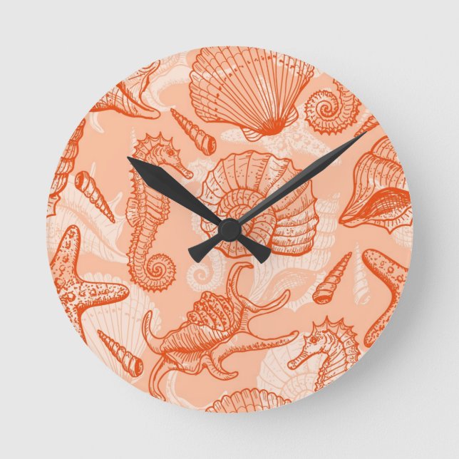 Reloj Redondo Mediano Patrón dibujado con la mano del mar (Anverso)