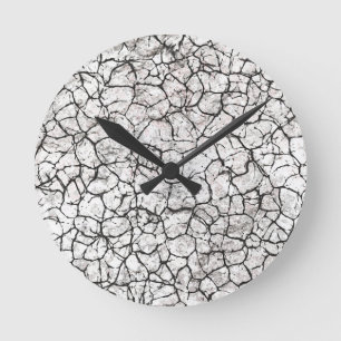 Reloj Redondo Mediano Patrón Digital de Mármol Agrietado