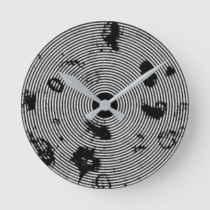 Reloj Redondo Mediano Patrón en círculo negro/blanco
