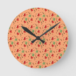 Reloj Redondo Mediano Patrón Fiesta de té vintage - Teteras extravagante