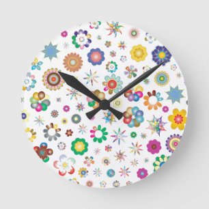 Reloj Redondo Mediano Patrón Floral