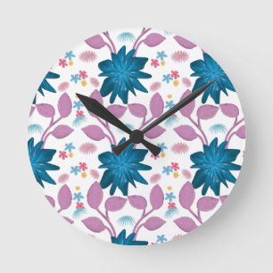 Reloj Redondo Mediano Patrón floral colorido
