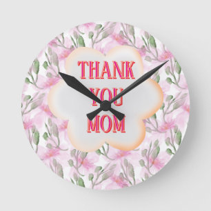 Reloj Redondo Mediano Patrón floral de acuarela personalizado y personal