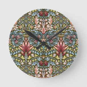 Reloj Redondo Mediano Patrón floral de cabeza de serpiente de William Mo