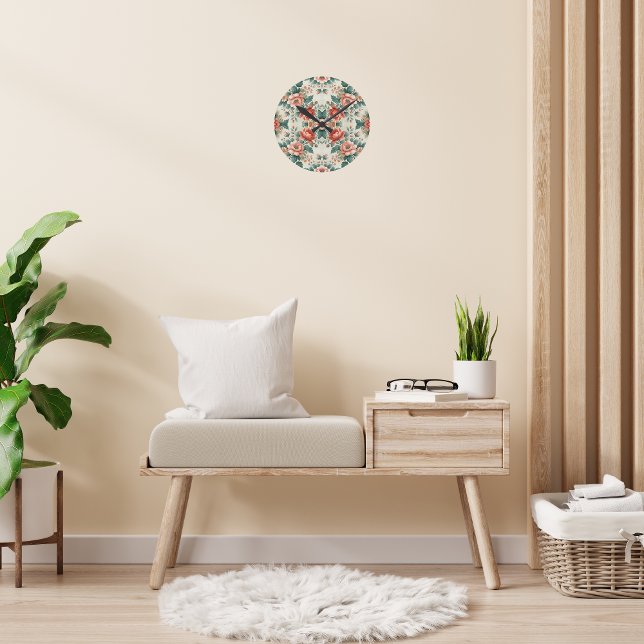 Reloj Redondo Mediano Patrón floral de la cabaña de campo (Subido por el creador)