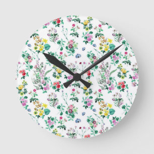 Reloj Redondo Mediano Patrón Floral Ligero