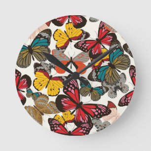 Reloj Redondo Mediano Patrón floral retro