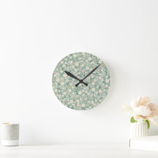 Reloj Redondo Mediano Patrón floral sin fisuras de pradera de flores sil