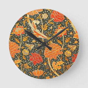 Reloj Redondo Mediano Patrón floral vintage de William Morris Cray