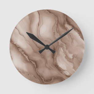 Reloj Redondo Mediano Patrón fluido de mármol en colores terrosos