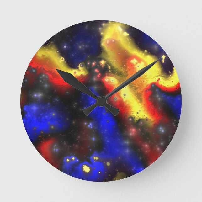 Reloj Redondo Mediano patrón fractal plasmático (Anverso)