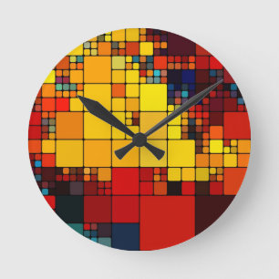 Reloj Redondo Mediano Patrón geométrico abstracto del arcoiris vibrante