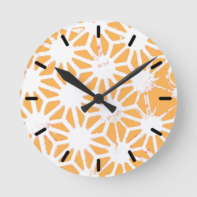 Reloj Redondo Mediano Patrón geométrico amarillo (Anverso)