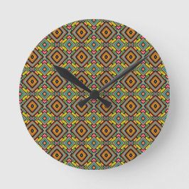 Reloj Redondo Mediano Patrón geométrico colorido único