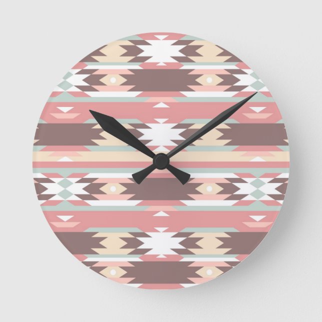 Reloj Redondo Mediano Patrón geométrico en estilo azteca 2 (Anverso)