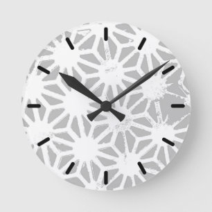 Reloj Redondo Mediano Patrón geométrico gris y blanco