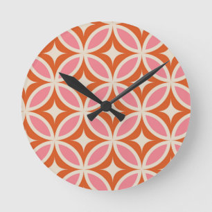 Reloj Redondo Mediano patrón geométrico moderno de mediados de siglo ros