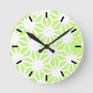 Reloj Redondo Mediano Patrón geométrico verde limón