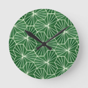 Reloj Redondo Mediano Patrón geométrico verde limón verde de arte modern