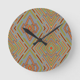 Reloj Redondo Mediano Patrón gris abstracto de circuitos futuristas