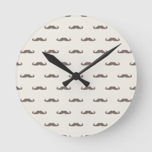 Reloj Redondo Mediano Patrón hipster de bigote 3