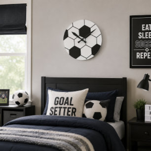 Reloj Redondo Mediano Patrón inspirado en balón de fútbol con estampado