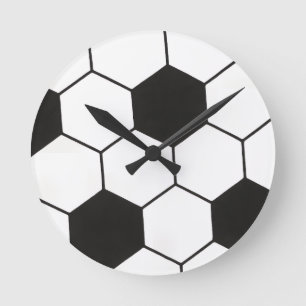 Reloj Redondo Mediano Patrón Inspirado en Balón de Fútbol Impresión Geom