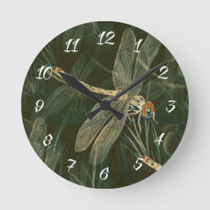 Reloj Redondo Mediano Patrón majestuoso de la libélula