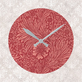 Reloj Redondo Mediano Patrón Marigold Rojo de William Morris