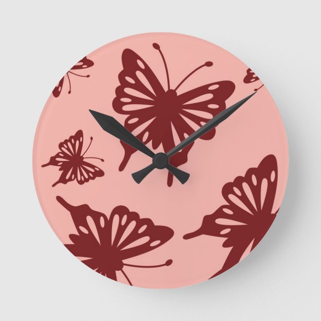 Reloj Redondo Mediano patrón mariposa (Anverso)