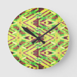 Reloj Redondo Mediano Patrón marrón y verde