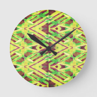 Reloj Redondo Mediano Patrón marrón y verde